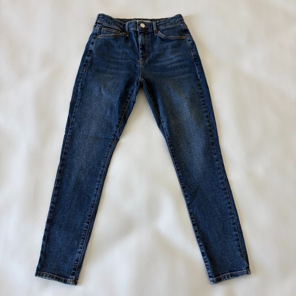 Topshop Jean Womens 28 Blue Skinny Fit Mid-Rise Medium Wash Stretch Denim